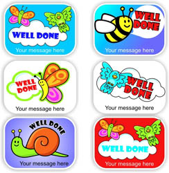 Personalised Well Done Stickers | Butterflies, Bees, Snails & Dragonflies : Well Done