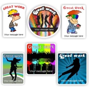 Personalised Great Work Stickers | Dancers, Disco Lights & Cool Skaters : Great work