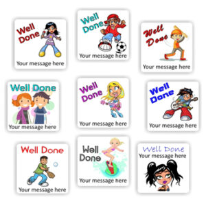 Personalised Well Done Stickers | Active Kids, Footballs & Skateboards : Well Done