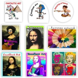 42 Art stickers |Funny famous paintings, Mona Lisa, to inspire a Masterpiece