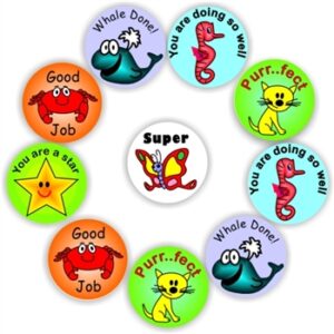 140 Teacher’s reward stickers-Whale (whale done), crab, seahorse