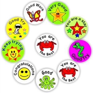 140 Teacher’s reward stickers-Crab, cool dog- Good Work