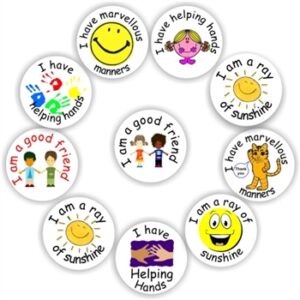 140 Teacher’s reward stickers-Sun, Smiley, cat, Good behavior & Marvellous manners, Helping hands, Ray of sunshine