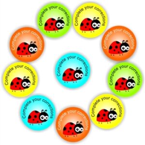 140 Teacher’s reward stickers- Ladybird- Complete your corrections