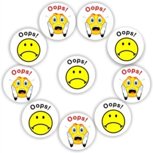 140 Teacher’s reward stickers-Oops- sad faces.