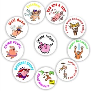 140 Teacher’s reward stickers-Pig & Monkey, You are a star