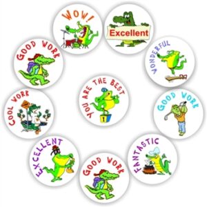 140 Teacher’s reward stickers-Crocodile – Good work & You are the best.