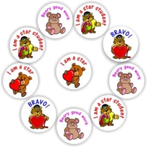 140 Teachers Reward Stickers -Bears-Beary good work! Bravo