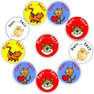 140 Teacher’s reward stickers- Cats-Purr….fect
