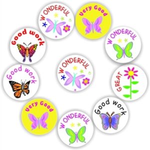 140 Teacher’s reward stickers-Butterflies praising wonderful work