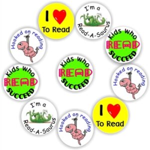 140 Teacher’s reward stickers-Bookworm- Read-a-saurus-Hooked on reading