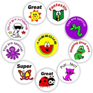 140 Teacher’s reward stickers-Praising achievements -Dog, book, smiley animals