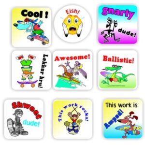 140 Teacher’s reward stickers-Boys skating & surfing, Cool, Gnarly