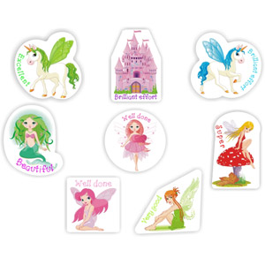 72 Teacher’s reward stickers-Fairy & Unicorn -Brilliant effort & Super