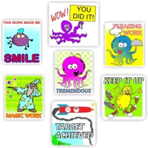 63 Teacher’s reward stickers-Otopus & spiders-You did it!