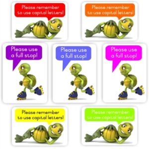 97 Teacher’s reward stickers-Tortoise -Punctuation-Capital letters & Full stop.