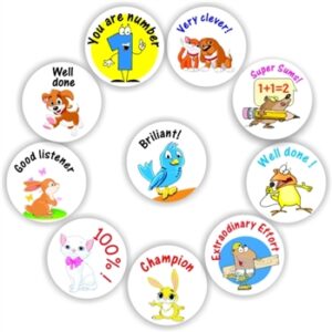140 Teacher’s reward stickers-Birds, Dogs, Very clever,You are number 1!