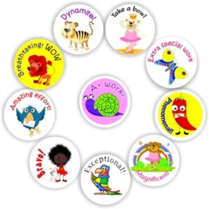 140 Teacher’s reward stickers-Lion, Tiger, Bear, Chilli, Great work