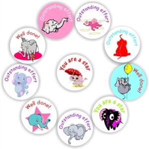 140 Teacher’s reward stickers-Elephant -Outstanding effort