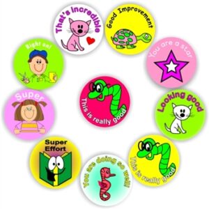 140 Teacher’s reward stickers-Cat, worm, Star, Book, That’s incredible -Super effort
