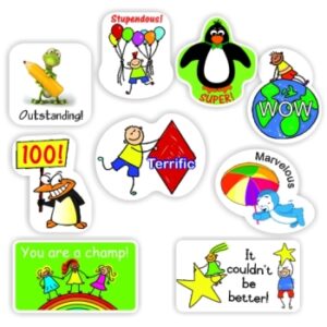 108 Teacher’s reward stickers-Penguin, Happy faces,- Good effort