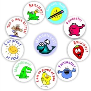 140 Teacher’s reward stickers- Strawberry, whale and cute monsters-Brilliant work