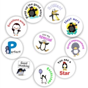 140 Teachers Reward Stickers – Penguins-Keep up the good work.