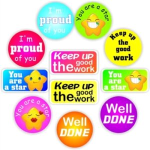 140 Teacher’s reward stickers-Colourful, Stars – I am proud of you