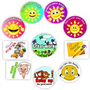 140 Teachers Reward Stickers – Suns, Happy bunny, cats-Spectacular work