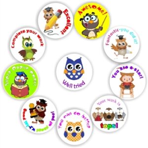 140 Teachers Reward Stickers | Owls-Complete your work & You are a star