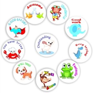 140 Teachers Reward Stickers – Frogs, dog & superheros-Outstanding & Wonderful
