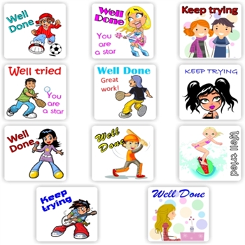 Teacher Reward Stickers S0116 – 88 Large Stickers per sheet- Well done