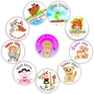 140 Teachers Reward Stickers -Puppy, Girl, Boy Surfer, Hard worker