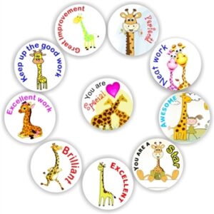 140 Teacher’s reward stickers-Giraffes, You are special, Awesome