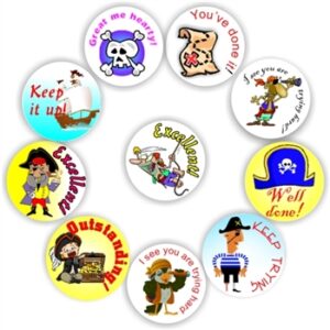 140 Teacher’s reward stickers-Pirates, Keep it up! Keep trying!