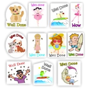 140 Teachers Reward Stickers | Ballerina & Surfer stickers-Well done