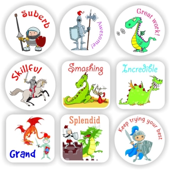 Teacher Reward Stickers S0180 – Knights & Dragons