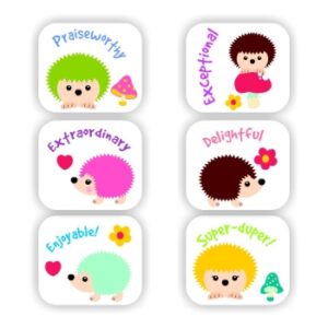 126 Teachers Reward Stickers – Colourful Hedgehogs-Praiseworthy