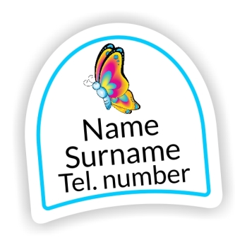 16 Personalised Shoe Labels | Butterfly (Blue)