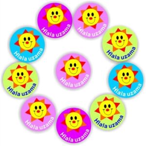 140 Isi-zulu Stickers | Fun & friendly smiley suns -Hlala uzama- (Keep trying)