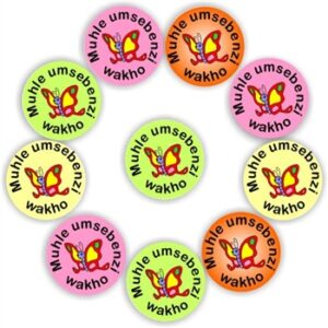140 Isi-zulu Stickers | Butterflies with colourful backgrounds: Muhle umsebenzi wakho- (Good work!)