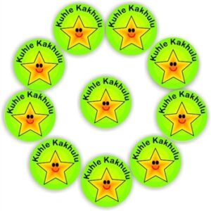 140 Isi-zulu Stickers | Smiley stars to reward -Kuhle Kakhulu-(Very good!)