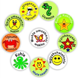 140 Isi-zulu Stickers | 10 different designs, Reward & correct work