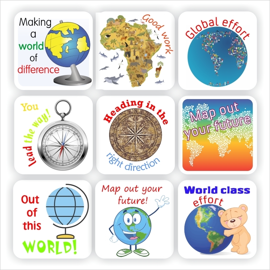 School Subject Stickers P0059 – 108 Social Science-Geography stickers