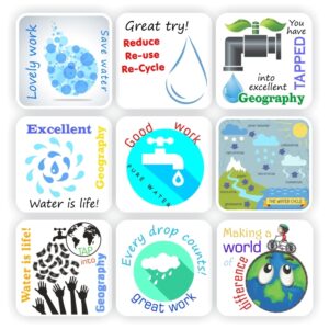 108 Geography Stickers | Water Recycle & Conservation : Making a world of a difference
