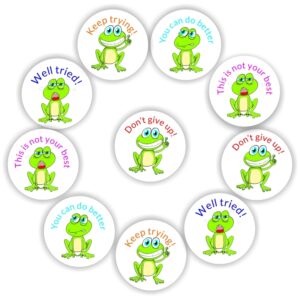 130 Teachers Reward Stickers – Frogs-Keep trying! Don’t give up! Well tried! This is not your best!
