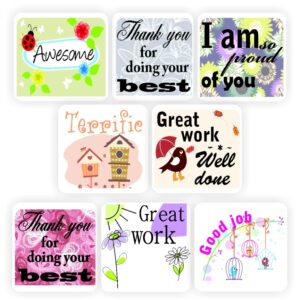 88 Teachers Reward Stickers – Birds, bugs, Thank you for doing your best!