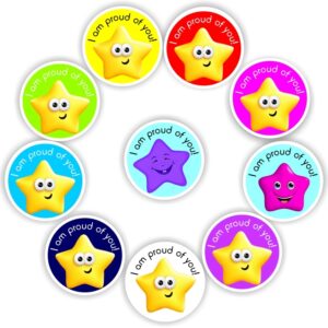 140 Teachers Reward Stickers – I am proud of you -Stars,colourful