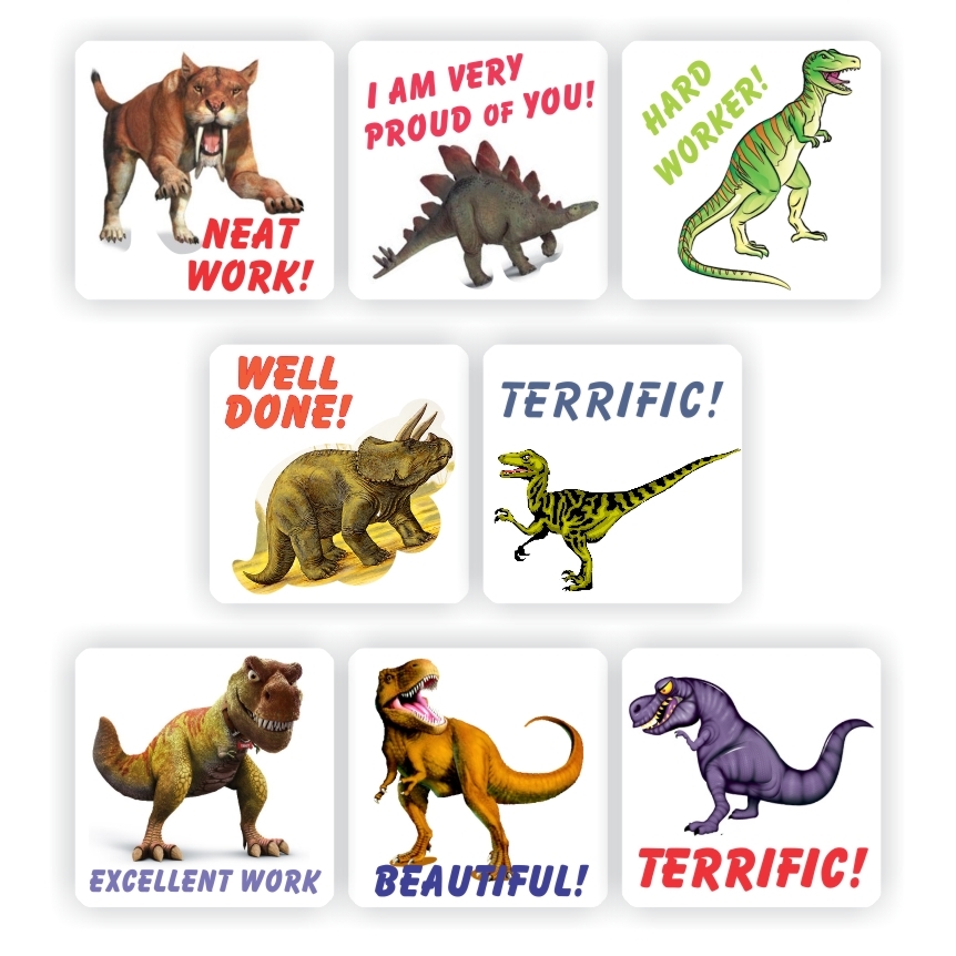 Teacher Reward Stickers S0154 – Dinosaur Stickers- Praise stickers for