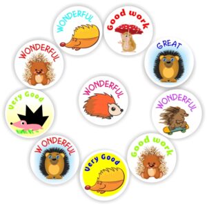140 Teachers Reward Stickers – Hedgehog- Good work, Wonderful, Great